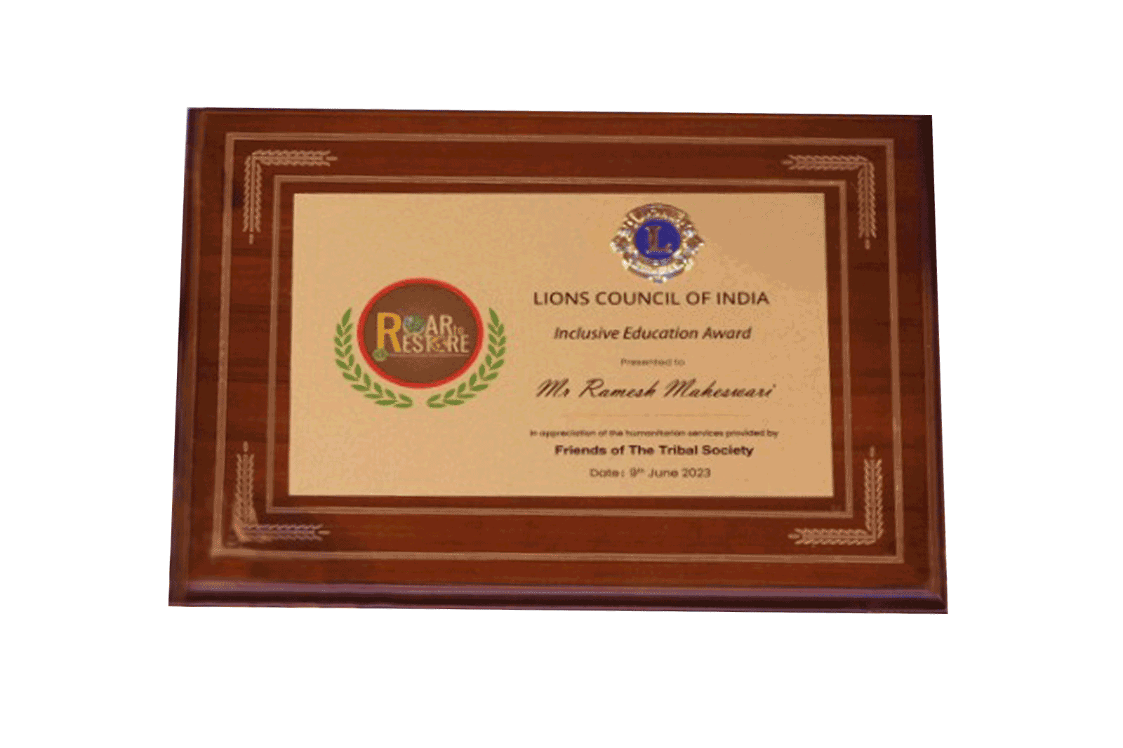Lions Councel of India SDG Award to FTS- 9th June, 2023